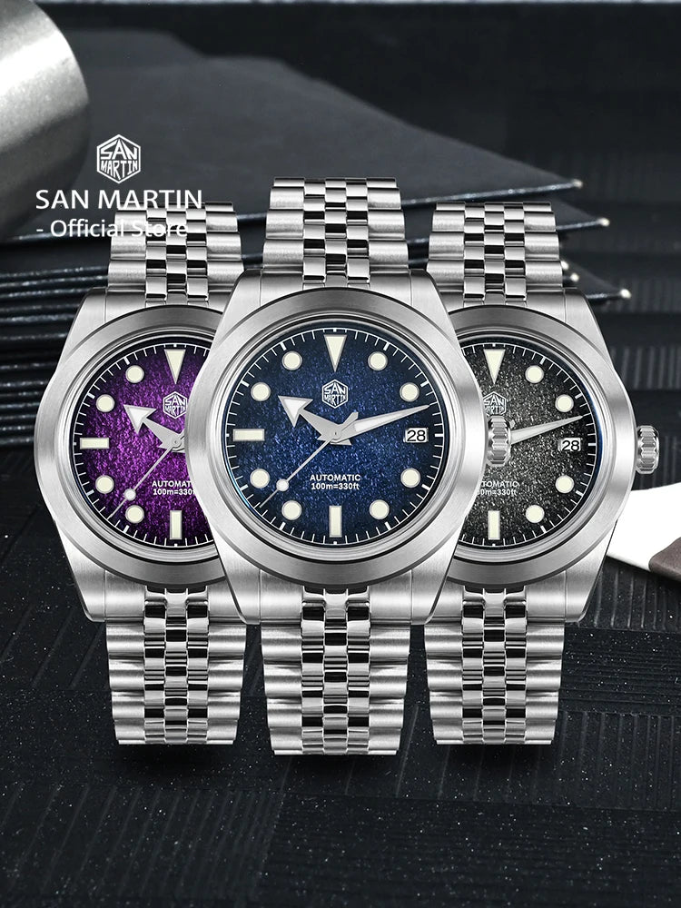 San Martin New 39mm Sport Watch Enamel Dial NH35 Automatic Mechanical Men Dress Watch Sapphire Waterproof 100m Luminous SN0053
