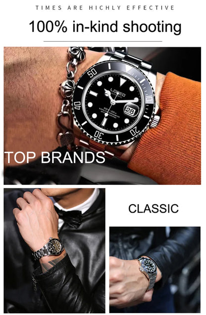 LOREO Original Men Business Watch 20ATM Waterproof Wristwatch Top Brand Casual Sport Seagull Automatic Mechanical Watch Men