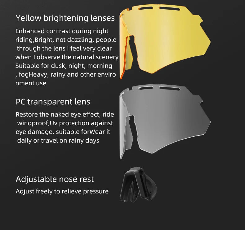 ROCKBROS Bike Glasses Polarized Men Women Bicycle Glasses 4Lens MTB Road Cycling Eyewear Glasses With Myopia Frame Sunglasses