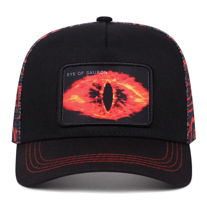 eye of sauron graffiti baseball cap, High quality Hip hop mesh cap, trucker hat