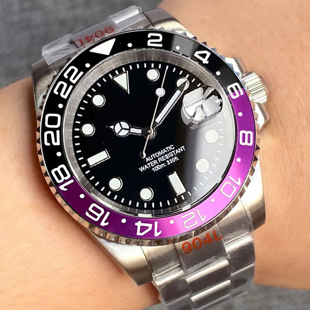 Reloj automático para hombre Miyota8215 resistente al agua 200m, reloj de buceo 40mm, movimiento mecánico, luminoso, correa Jubilee y hebilla Glide Lock