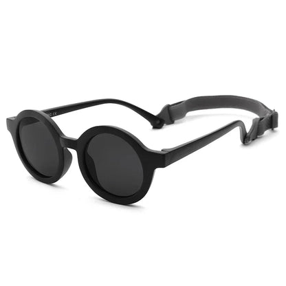 Kids Round TAC Polarized Baby Sunglasses for Toddler Boys Girls TPEE Flexible Soft Frame with Strap for Infant Age 0-3 Shades