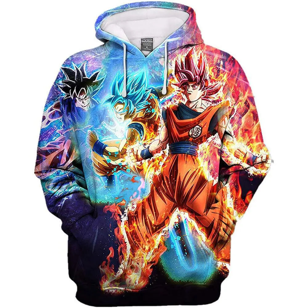 Sweatshirt com capuz Dragon Ball para rapazes e raparigas, novo modelo de outono e inverno, criativo, largo e versátil