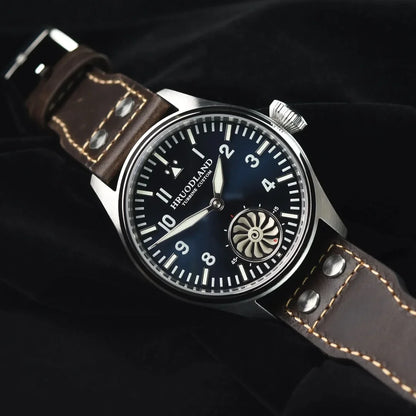 Hruodland 2025 Novo Relógio Mecânico para Homem Seagull ST3620 Piloto Retro 43MM BGW-9 Luminoso Cristal de Safira Turbina Relógio de Homem