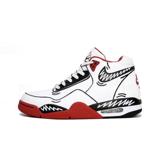 Skräddarsydda sneakers Nike Flight Legacy Sneakers ”Kaleidoscope Play” Graffiti Mid-Top retro basketskor med presentpåse för män