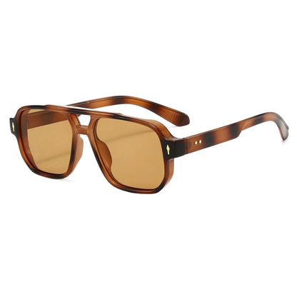 Retro Double Beam Sunnies HD Leopard Print Eyewear Unisex Polarized Sunglasses Waterproof Lightweight Anti-UV Glasses Outdoor