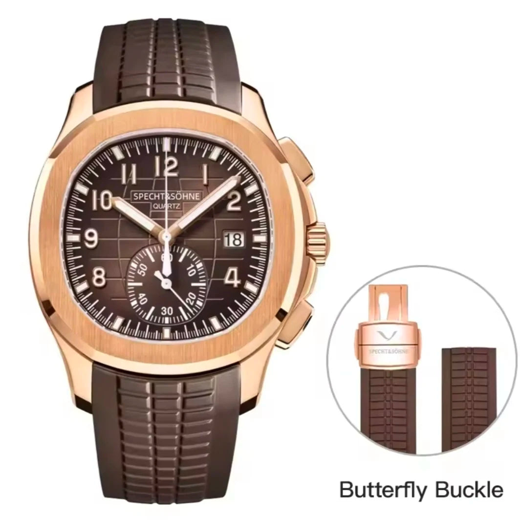 2026 New Specht&Sohne Men's Watches Quartz Watch Top Brand Luxury Chronograph Sport Rubber Luminous 5Bar Waterproof Men's Watch