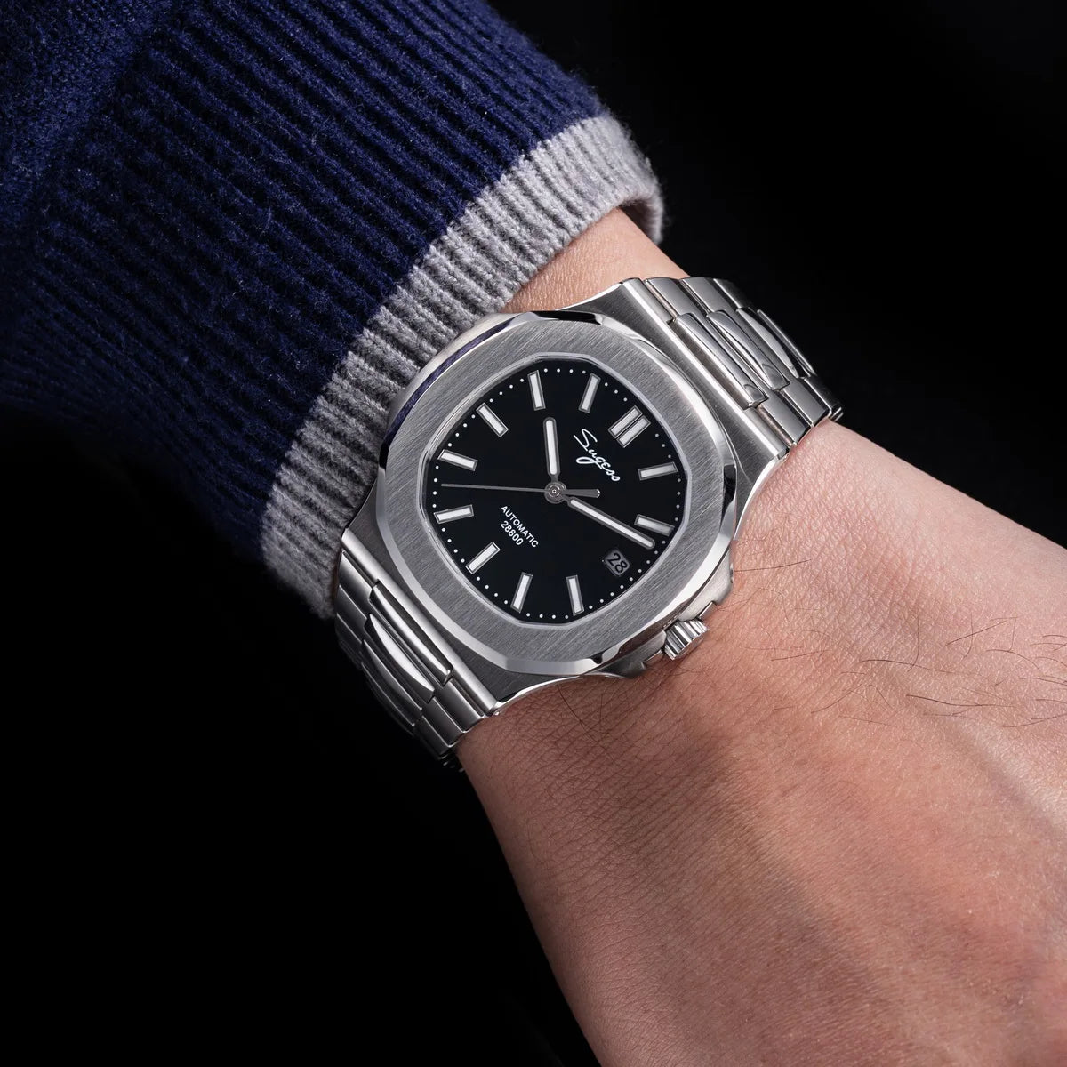 Reloj de hombre Sugess automático mecánico, movimiento Miyota 9015, esfera MOP, luminoso, resistente al agua 5bar, brazalete de lujo S466
