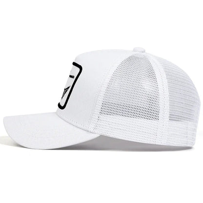 Unisex X Baseball-Netzkappen mit Stickerei eines lächelnden Gesichts und Zähnen – Sonnenhut für Frühling und Sommer, im Freien, mit Sonnenschutz, verstellbare Freizeit-Trucker-Kappen