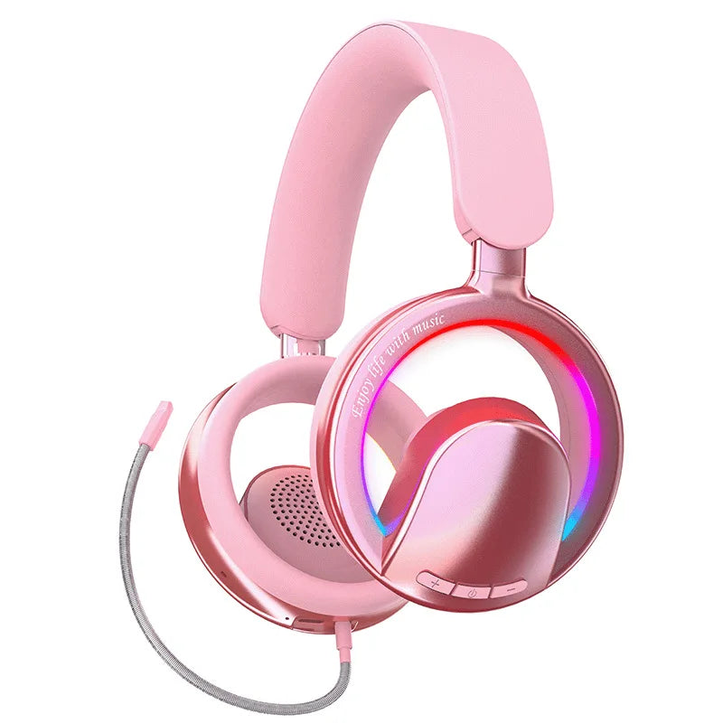 Casque de jeu sans fil à oreilles libres avec éclairage RGB, Bluetooth 6.0 à faible latence, micro détachable, batterie 20H, haut-parleur audio 40mm