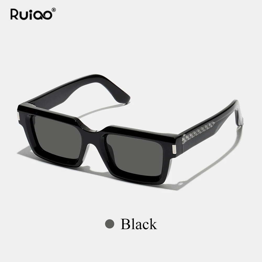 Ruiao 2026 retro black designer sunglasses vintage for women luxury square rectangular man UV400 Propionate insert pin eyewear