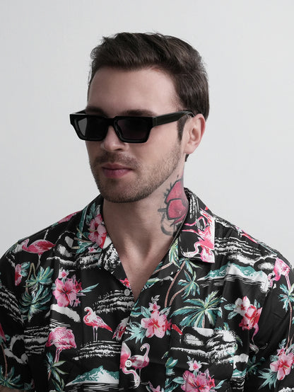 Ruiao 2026 fashion black small rectangular thick frame sunglasses for men and women rectangular summer wear shades