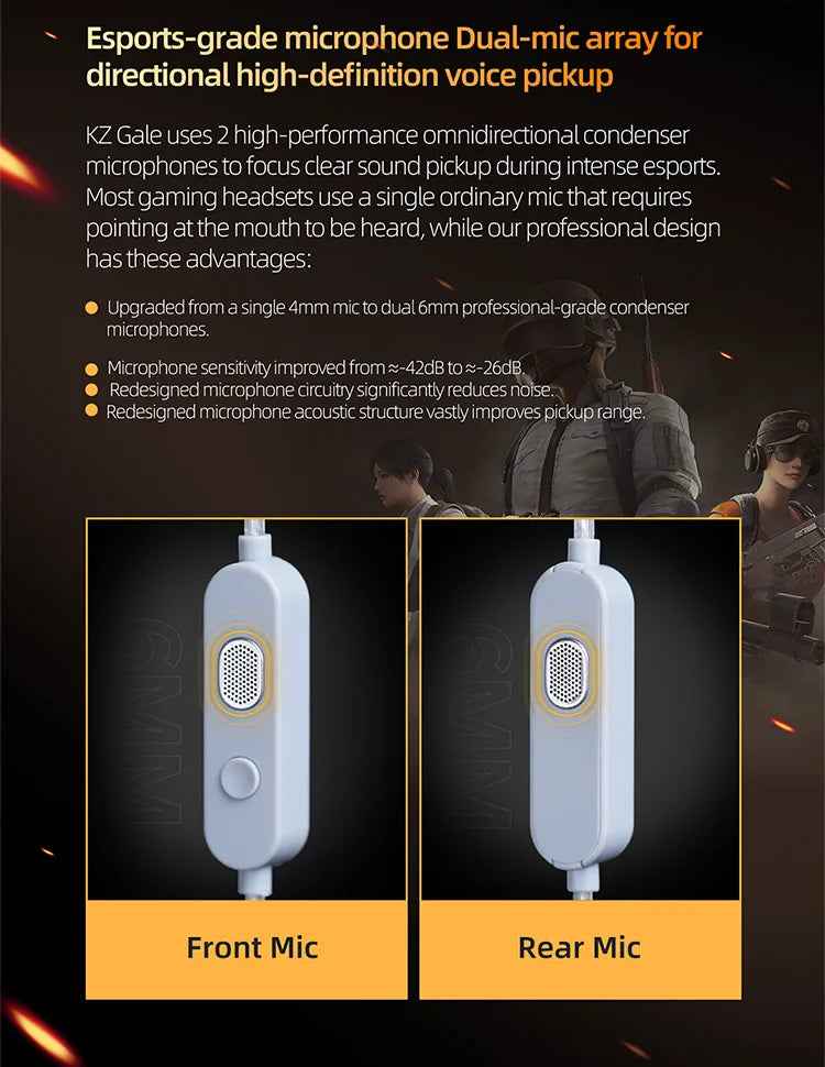 Auriculares IEM Gaming KZ Gale – Monitores In-Ear HiFi com driver superlinear e cabo de 2 pinos destacável banhado a prata