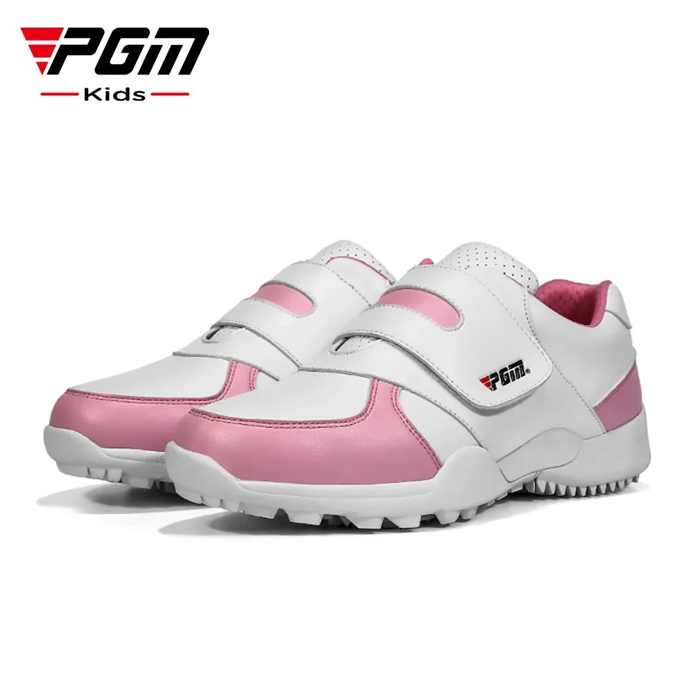 PGM Scarpe da golf per bambini e bambine, scarpe da ginnastica antiscivolo in pelle per l'outdoor, scarpe sportive per bambini XZ054