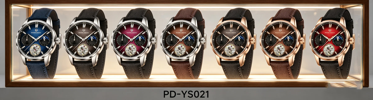 PAGANI DESIGN – Luxe mechanisch herenhorloge, 41 mm, saffierglas, leren band, waterdicht, pilotenstijl, met tourbillon en maanfase