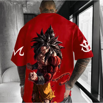 T-shirt Dragon Ball Anime Super Saiyan 4 : t-shirt d'été pour homme et femme, style urbain, ample, décontracté, polyvalent, vêtements assortis parent-enfant
