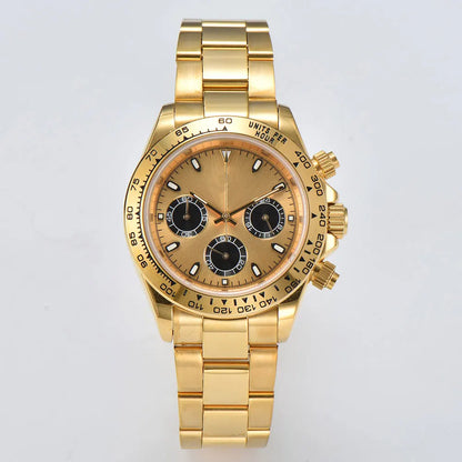 Luxury VK63 Watches gold 39mm quartz Chronograph Business Watch Men's VK63 Sport Sapphire Glass Gem dial Ceramic bezel inser