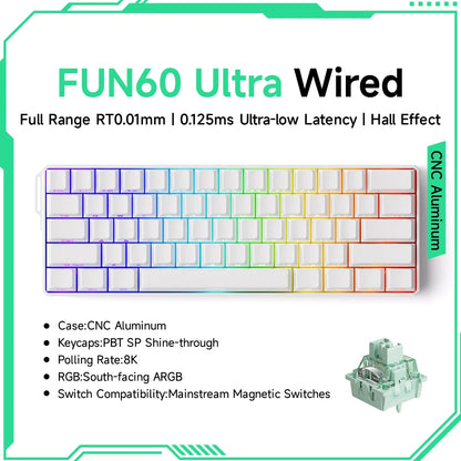 Teclado gaming mecánico Akko MonsGeek FUN60 Ultra con interruptores magnéticos 60%, Rapid Trigger, 8K HE/TMR, teclado gamer personalizado de aluminio