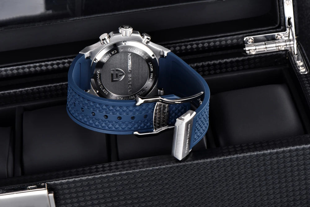 Montres à quartz pour hommes PAGANI DESIGN– Chronographe sportif de luxe, étanche, doté d'aiguilles luminescentes et d'un verre saphir avec traitement antireflet