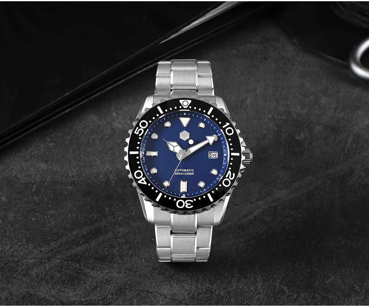 San Martin New 40-44mm Luxury Men's Diver Watch Classic High Quality NH35 YN55 Automatic Mechanical Sapphire BGW-X1 20Bar SN0009