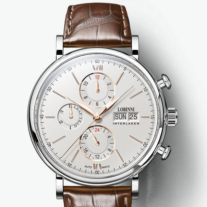 Luxury Brand Switzerland LOBINNI Perpetual Calendar Seagull Automatic Mechanical Men's Watches Sapphire Multi-function L13019-11