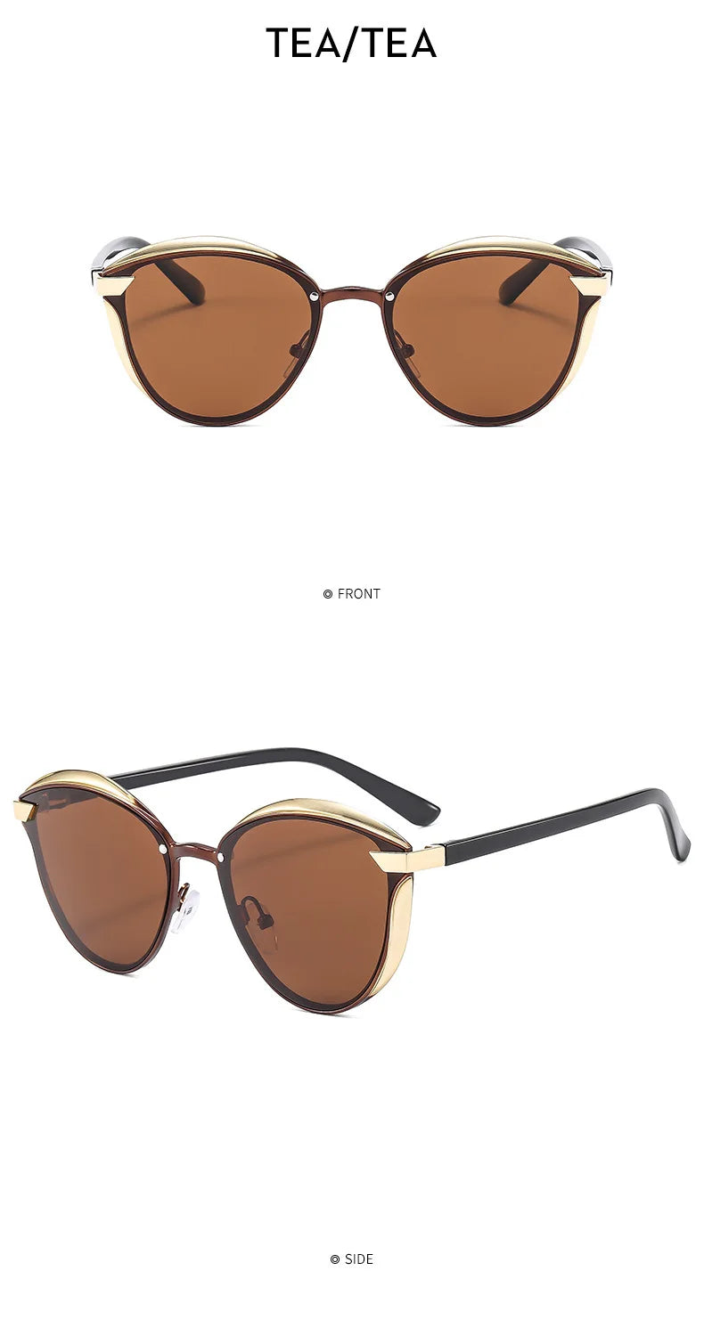 Fashion Classic Polarized Sunglasses for Women Cat Eye Brand Sun Glasses Luxury Round Eyeglasses UV400 Gafas De Sol