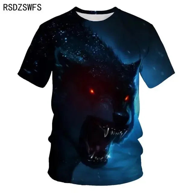 3D Fierce Animal Printed Men's Clothing Casual Fashion Wolf Pattern Short Sleeve Pullover Outdoor Daily Trend T-shirts For Men