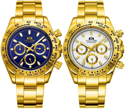 Automatic Watches for Men Mechanical Self Weind Gold Stainless Steel Glacier Ice Blue Chestnut Brown Bezel Reloj Hombre Baratos