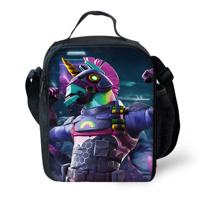 Klassisches FortniteS-Schulrucksack-Set für Kinder mit Lunchtasche und Federmäppchen, große Kapazität, für Jungen und Mädchen, ideales Geschenk