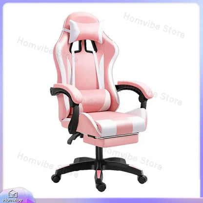 Chaise de jeu ergonomique avec support lombaire et appui-tête, hauteur réglable, style racing, pour la maison, le bureau et l'e-sport