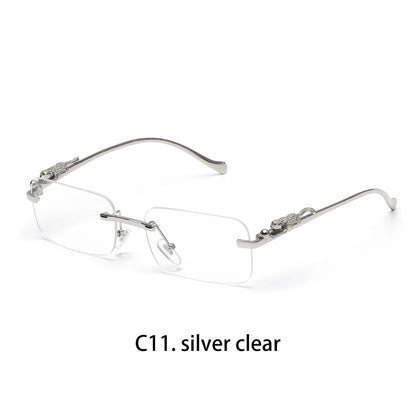 Ruiao rimless sunglasses UV400 fashion square metal glasses for men women designer man's brand sun glasses shades for outdoor