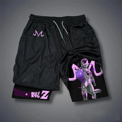 Neueste Dragon Ball GOKU Vegeta Anime-Shorts, zweilagige bequeme amerikanische Sport-Fünf-Punkt-Hose für Herren