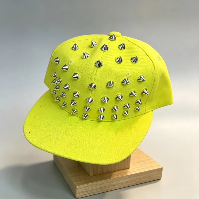 1pc Hip Hop Y2K Style Street Baseball Cap,Personalized Fashion Rivet Duck Tongue Driver Caps Street Dance Flat Edge Skull Caps