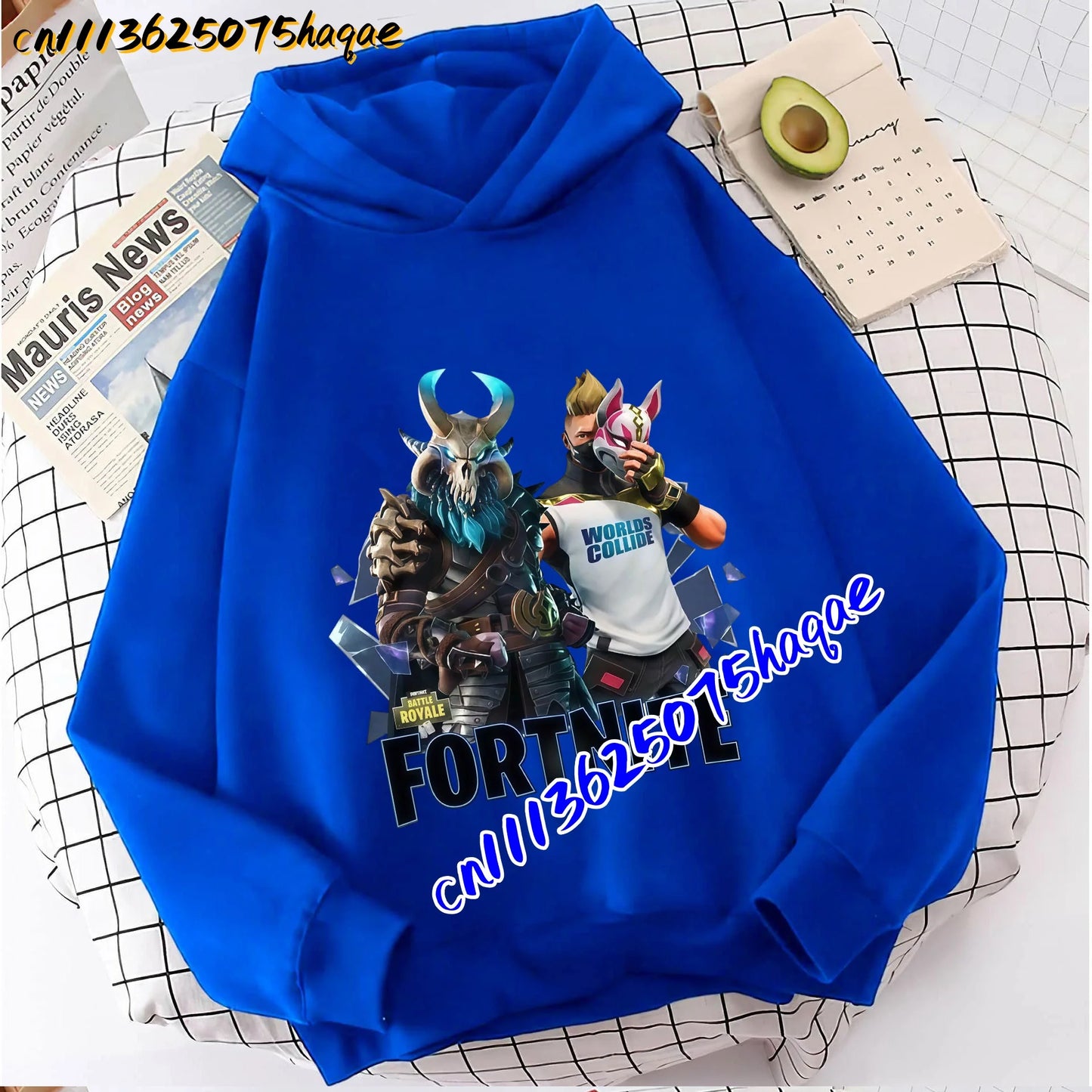 FORTNITED Sweat-shirt pullover com capuz de manga comprida para criança, menina e menino, streetwear, moda anime, roupa infantil, top para bebé, presente