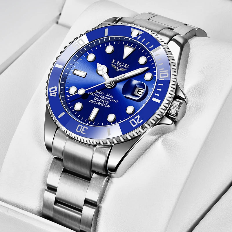Montre pour homme LIGE – Chronographe à quartz, étanche, style décontracté et professionnel, accessoire de mode de luxe d'une grande marque.