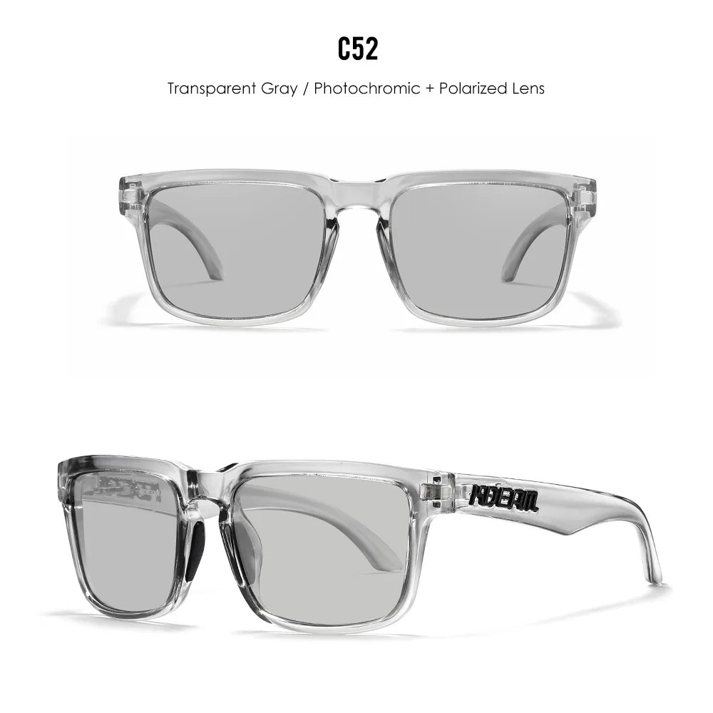 Kdeam 2026 High Quality Polarized Sunglasses for Men Transparent Gray Frame Fashion Unisex Outdoor Luxury Eyeglasses For Couple