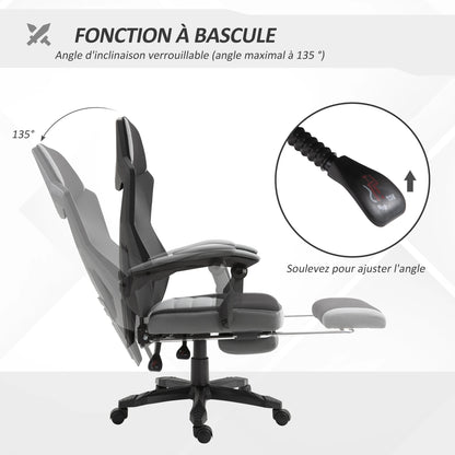 Ergonomic Gaming Office Chair with Footrest, Adjustable Height Swivel Computer Chair, Mesh Reclining Chair with Armrests for Home & Work
