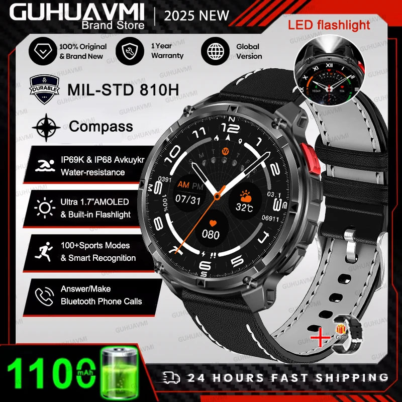 New Original 1100mAh Battery Men Smart Watch Outdoor GPS 10ATM Waterproof Bluetooth Call Sport Smartwatch For Android IOS Phones