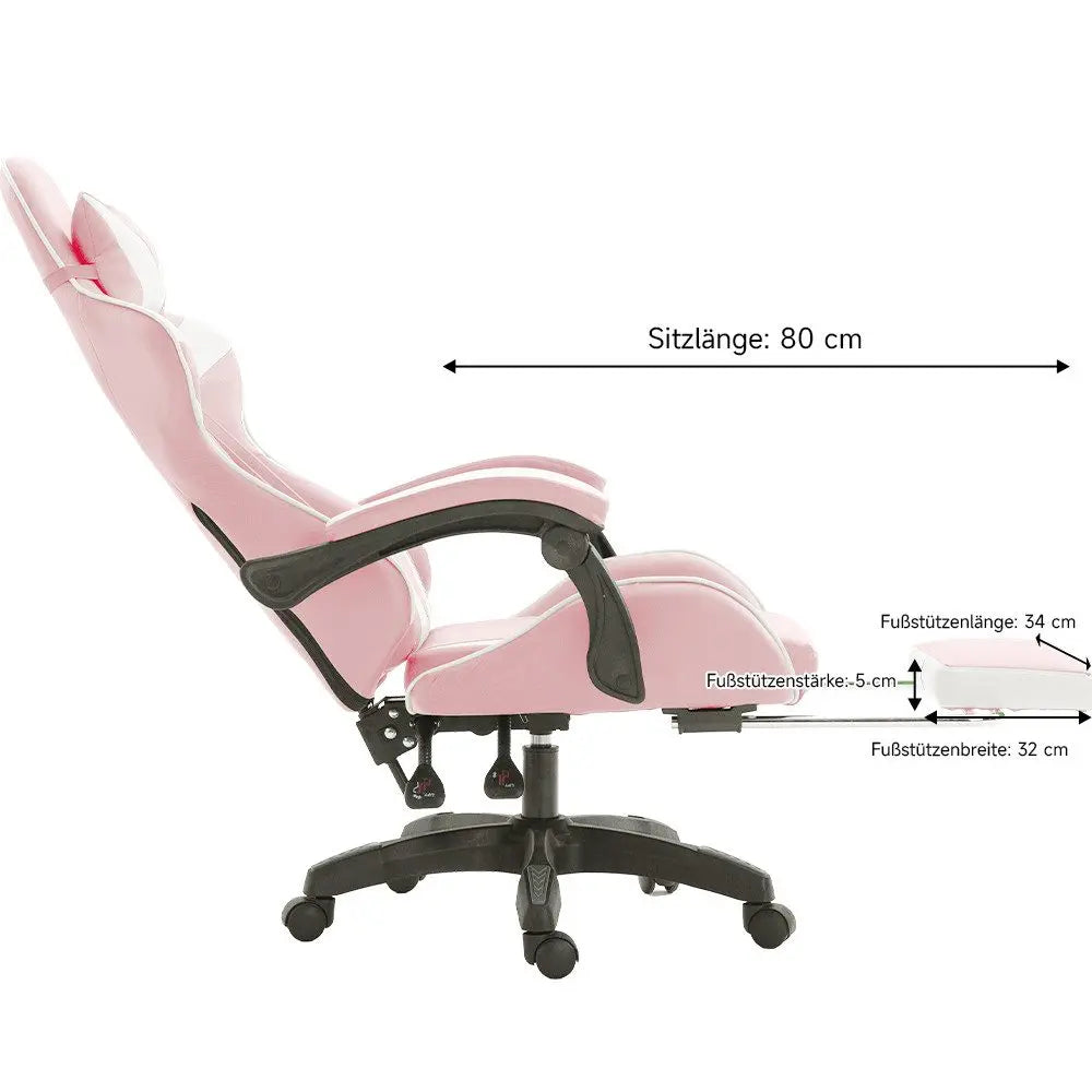 Ergonomic gaming chair, office chair, height adjustable,PU leather computer chair, with headrest and lumbar support, 360° swivel