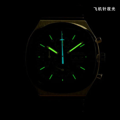 Hruodland New 2025 New 0S00 Retro Men's Quartz Chronograph Sapphire Stainless Steel Waterproof 5Bar Luminous C3 Men's Watch
