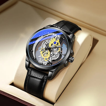 Montre-bracelet pour homme TPW – Style tendance, modèle « squelette » (noir, doré ou bleu), mouvement à quartz (non automatique), accessoire de luxe, collection – Vente en gros