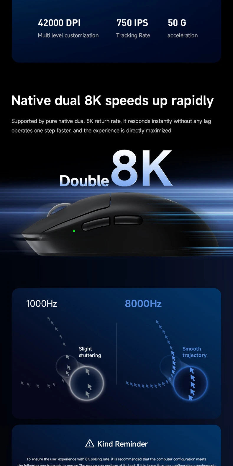 MCHOSE A7 V2 Ultra / Pro Leichte kabellose Gaming-Maus Dual 8000Hz PAW3950 TI 42000DPI für PC-E-Sport-Gamer