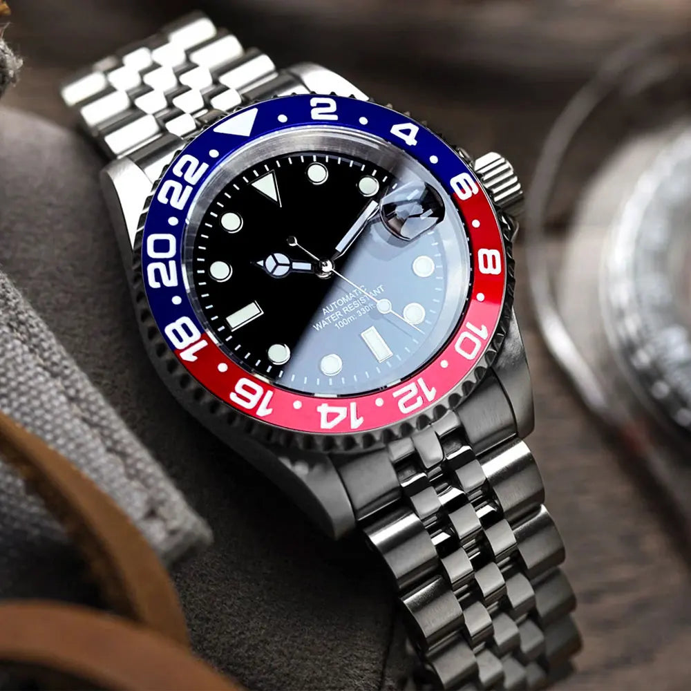Reloj automático para hombre Miyota8215 resistente al agua 200m, reloj de buceo 40mm, movimiento mecánico, luminoso, correa Jubilee y hebilla Glide Lock