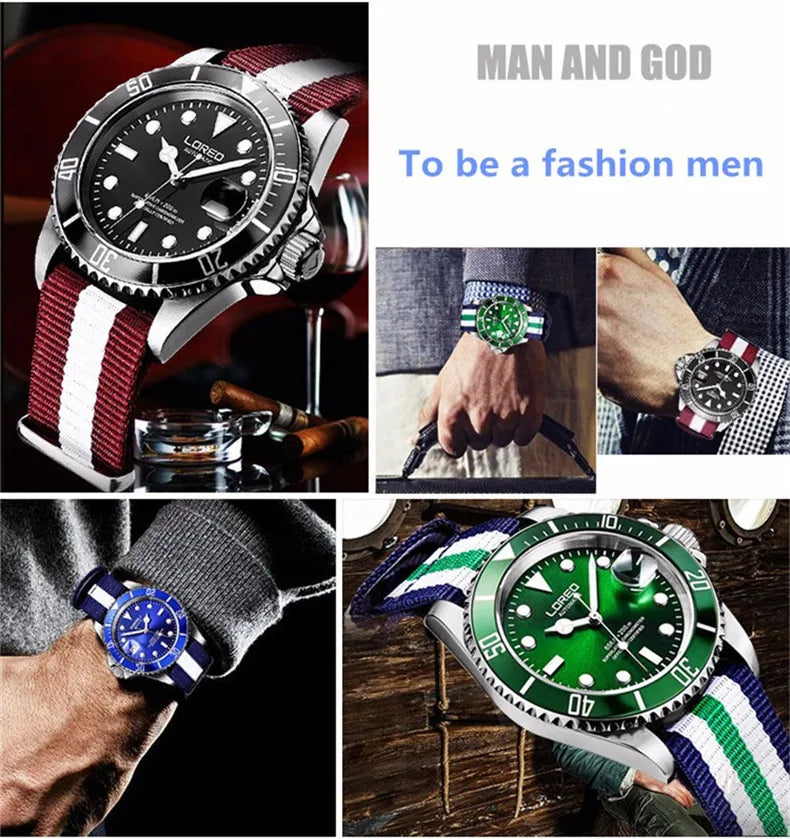 LOREO Original Men Business Watch 20ATM Waterproof Wristwatch Top Brand Casual Sport Seagull Automatic Mechanical Watch Men