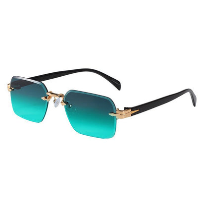 Luxury Rimless Sunglasses, Metal Hinge Exquisite Craftsmanship, Gradient Lenses Sun Protection Sunglasses 823