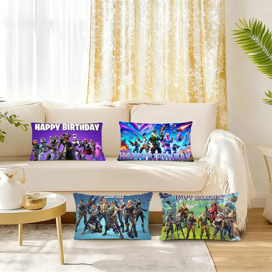 Capa de almofada Game F-FORTNITE COOL BRITHDAY retangular estampada para cama, sofá, quarto e decoração de casa