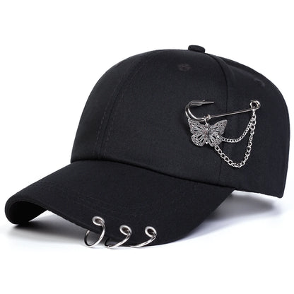Unisex „Butterfly Iron Ring“ beisbolo kepurės, pavasario ir rudens lauko reguliuojamos kasdieninės kepurės, apsauginės nuo saulės kepurės, sportinės kepurės