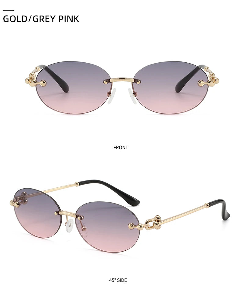 Oval Rimless Sunglasses High-End Casual and Luxurious Women's Borderless Sun Glasses Fashion and Personalized Sunglasses