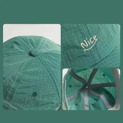 Fashion Plaid Thin Sun Cap Quick-drying Letter Embroidery Sports Running Cap Adjustable Breathable Summer Cap Men Women