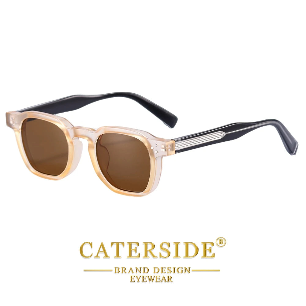 CATERSIDE New Vintage Men's Sunglasses High-Quality Square Sun Glasses Women's Outdoor Travel Beach Summer Fashion Glasses Uv400
